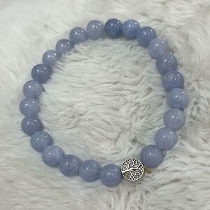 Blue Calcite Crystal Bracelet With Tree Charm
